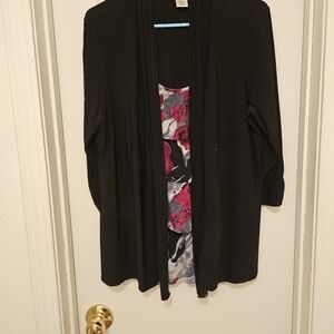 Flower blouse with attached light weight cardigan 1X
